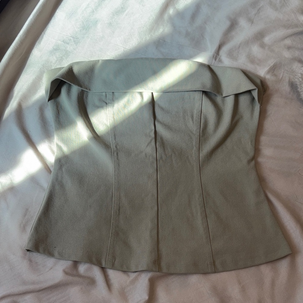 Sage Green Strapless Blouse Top